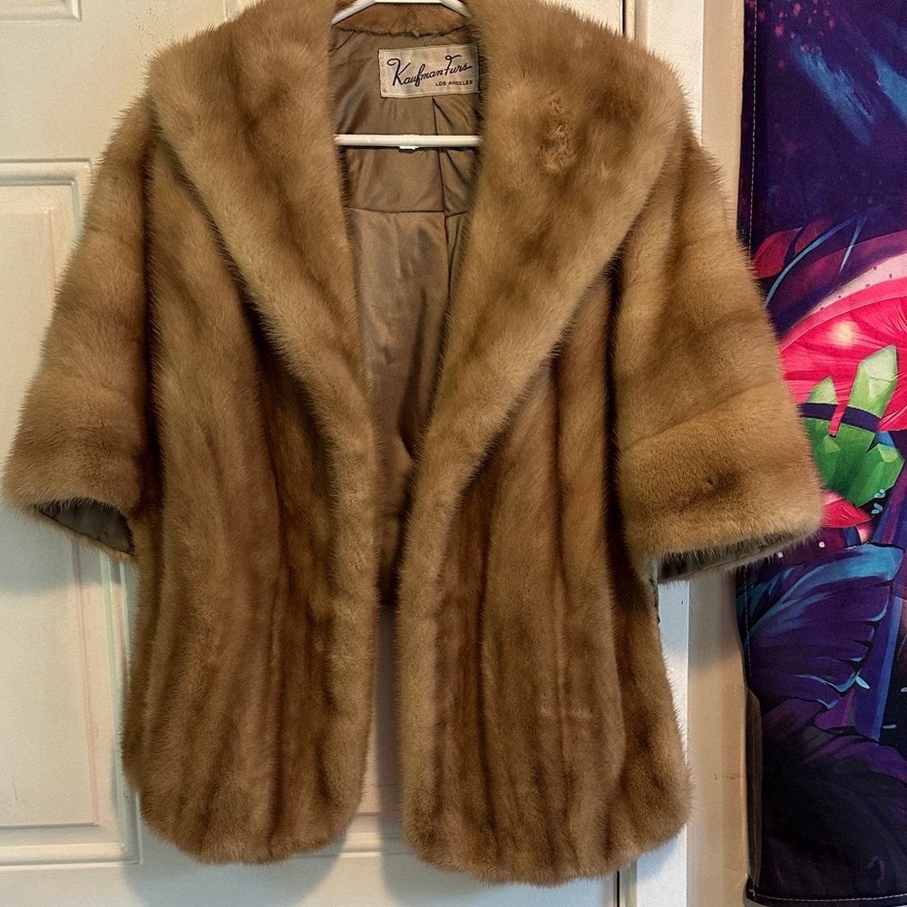 Luxurious Brown Mink Coat Shawl Wrap Vintage Kauffmans Los Angeles - Picture 2 of 9